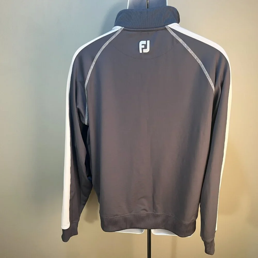 ⛳ FootJoy FJ Men’s Gray White 1/2 Zip Performance Jacket M EUC 🏌️